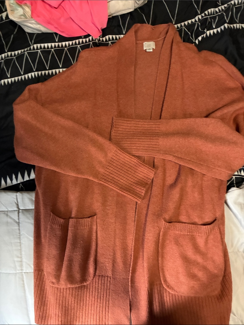a new day Open-Front Cardigan Sweater in Rust Orange
